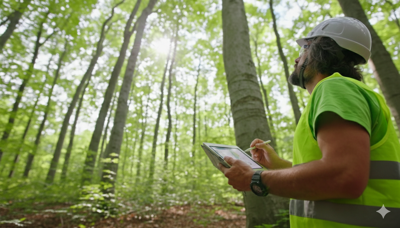 Field service technician using tablet on the job