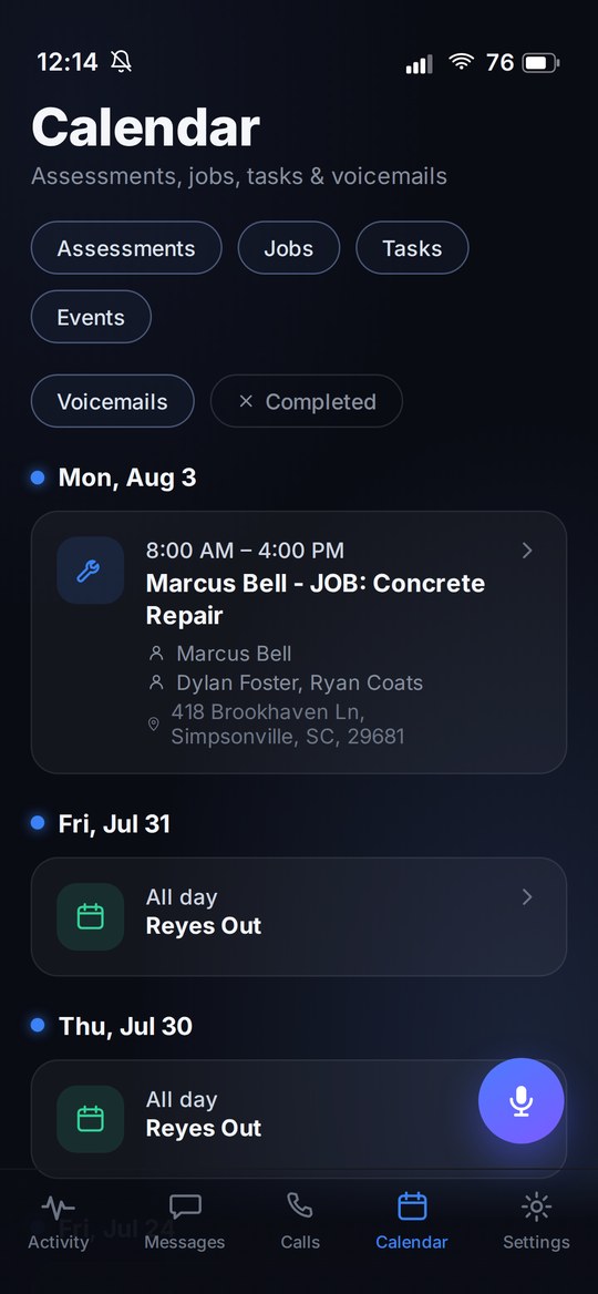 Koda app — Calendar